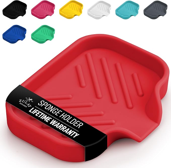 Zulay Kitchen Small Silicone Sponge Holder – Space-Saving Sink Organizer Tray by ZulayKitchen