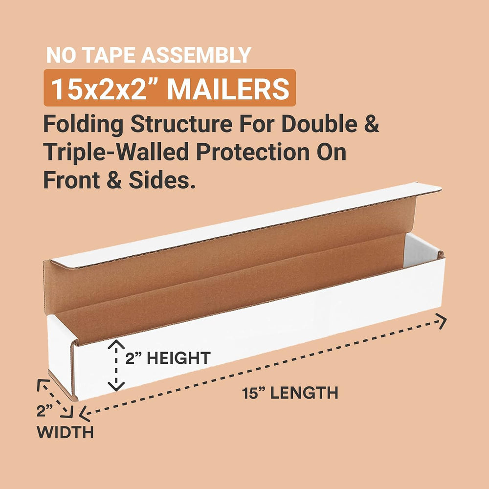 BOX USA Shipping Boxes Long 15"L x 2"W x 2"H 50-Pack - Corruga...
