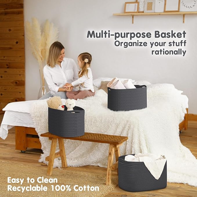 CHAT BLANC Cotton Rope Baskets for Organizing | Storage Baskets for Shelves | - Image 5