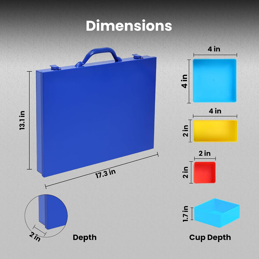 Large Metal Organizer Box with 20 Removable Compartments, Blue