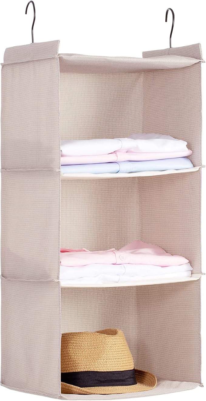 Hanging Closet Organizer, Easy Mount Foldable 3-Shelf Hanging Closet Wardrobe by DonYeco