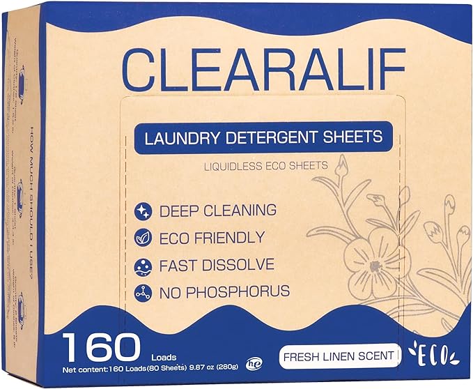 CLEARALIF Laundry Detergent Sheets Up to 160 Loads, Fresh Linen by CLEARALIF