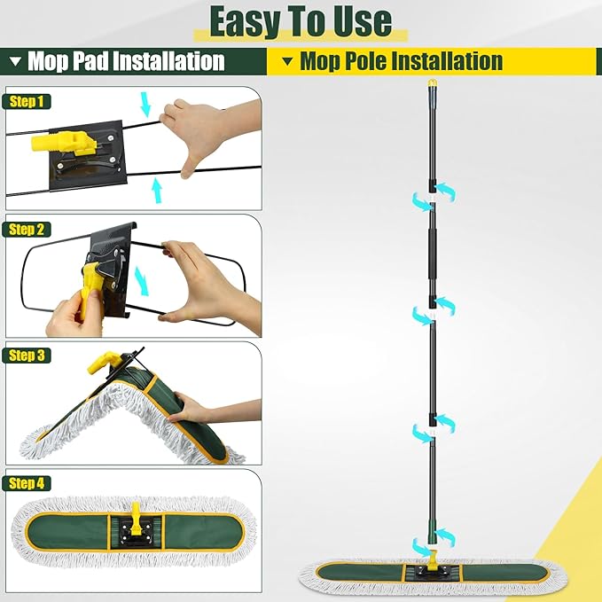 24" Commercial Dust Mop for Floor Cleaning, Heavy Duty Large Mop - Image 7