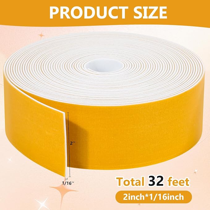 32Feet Weather Stripping Seal for Door Window, High Density Foam Tape, - Image 2