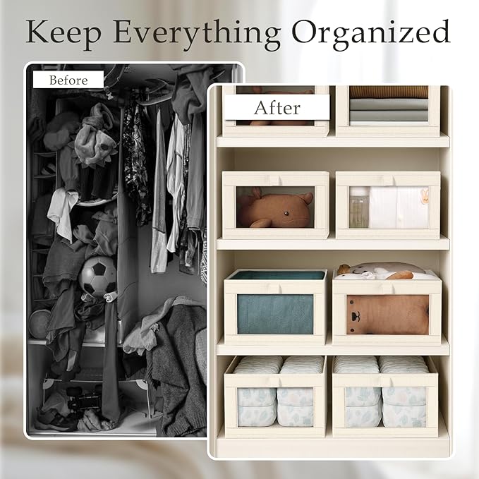 Criusia Linen Closet Organizers and Storage, 4 Pack Linen Closet Baskets - Image 2