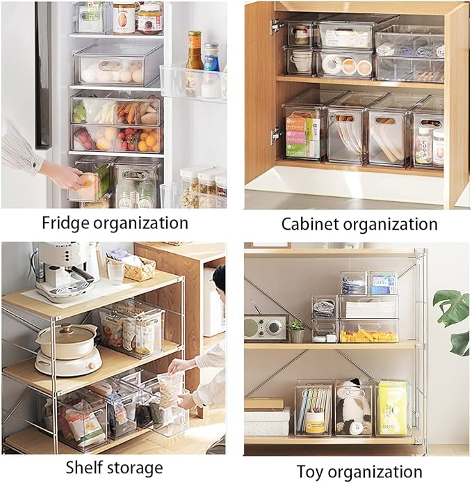 MineSign 2Pack Stackable Fridge Drawers Pull-Out Bins Divided Produce Saver - Image 7