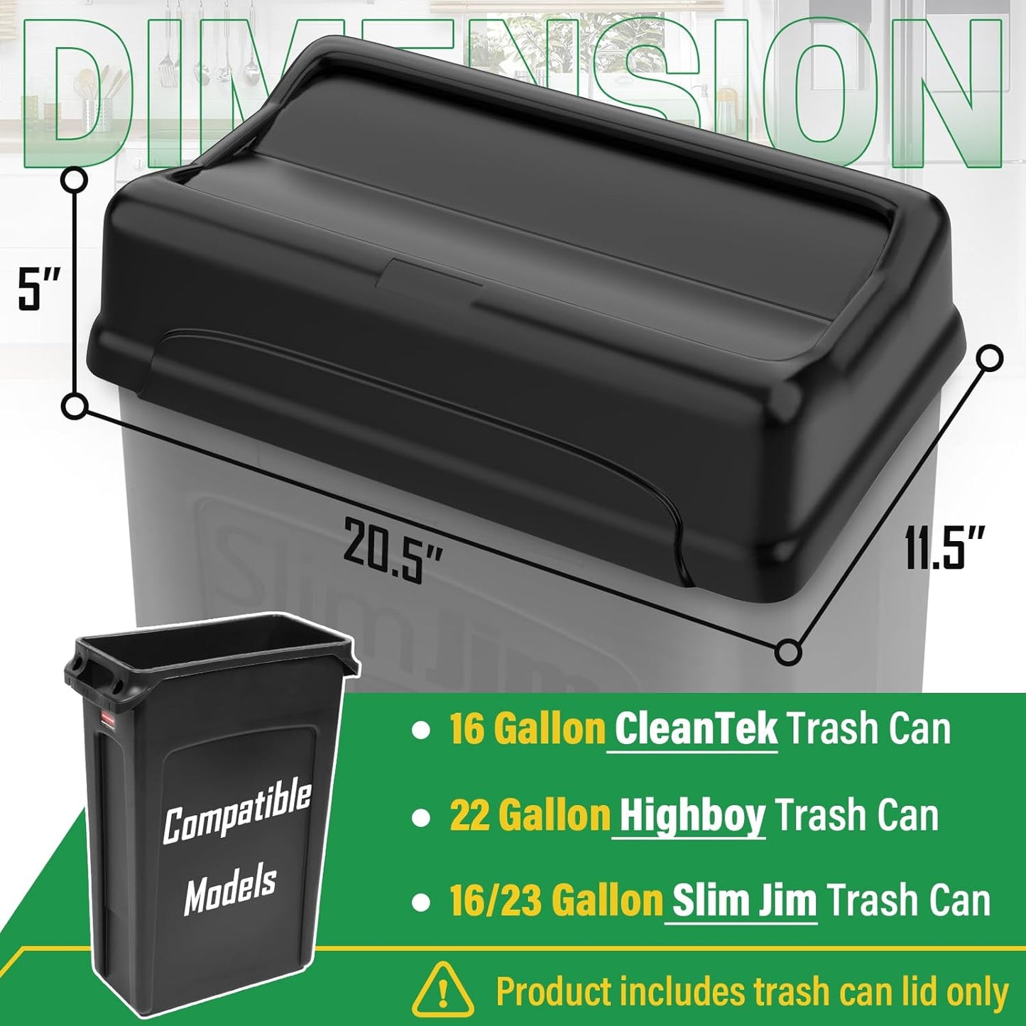SDSNTE Trash Can Lid Compatible for 16/23 Gallon Slim Jim Trash can, 16 Gallon CleanTek Trash Can, 22 Gallon Highboy Trash Can, Pack of 1