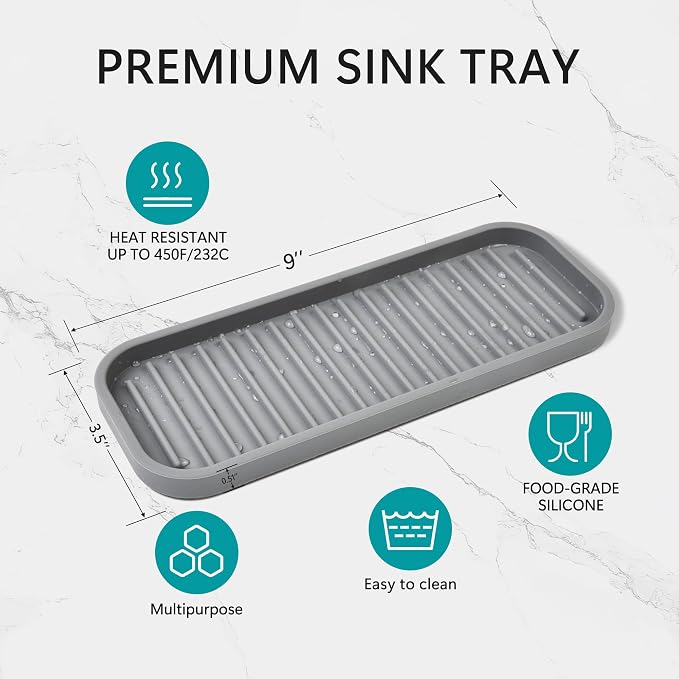 Mofason Silicone Soap Tray, Bathroom Kitchen Finishing Tray, Kitchen Sink - Image 5