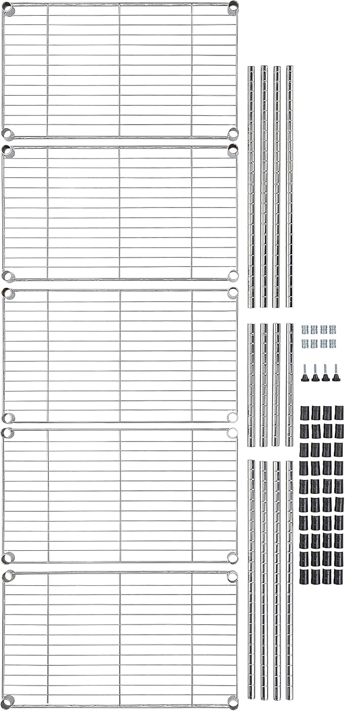 Amazon Basics 5-Shelf Adjustable, Storage Shelving Unit, Steel Organizer Wire - Image 8