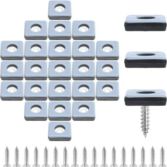 24pcs 1" Screw on Furniture Sliders, Teflon Chair Leg Slides, Square Furniture by suiwotin