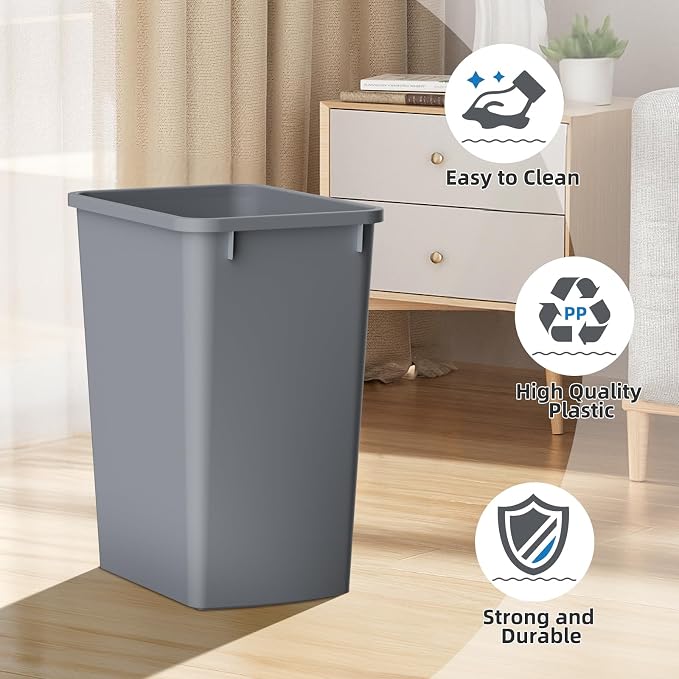ROOMTEC 35QT Kitchen Trash Can, Lightweight and Sturdy Slim Trash Can, - Image 5