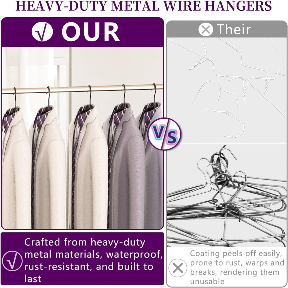 100Pack Wire Hangers+10 Clothes Pins, Space Saving Metal Clothes Hangers
