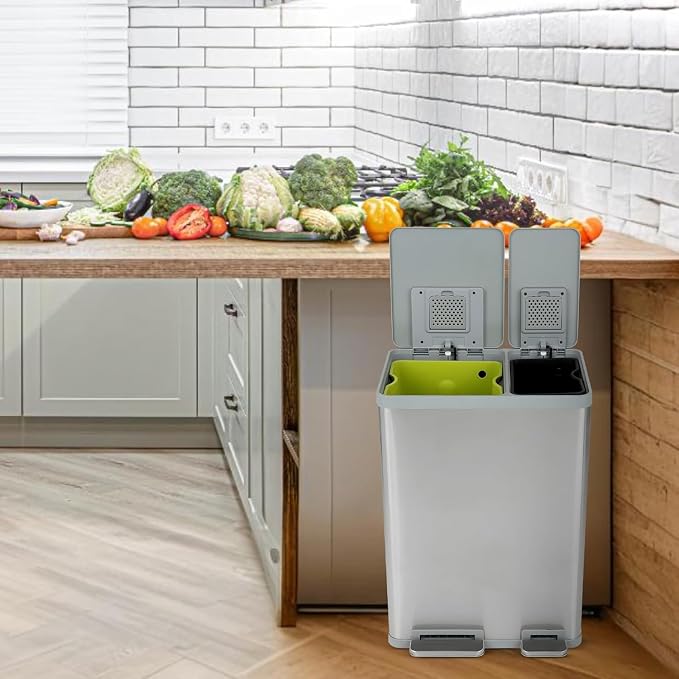 Simpli-Magic 60 Liter / 16 Gallon Rectangular Hands-Free Dual Compartment - Image 4