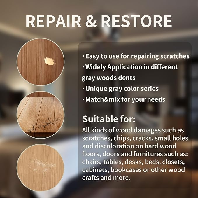 Wood Repair Kit, Wood Scratch Repair, Floor Discoloration Stain Paint - Image 3