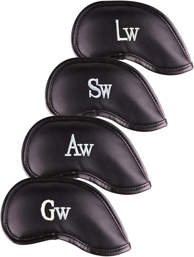 Premium Magnetic Leather Iron and Wedge Golf Club Head Covers | Set of 10 | by AllTeedUp