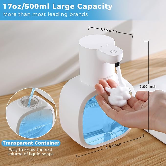 Automatic Foaming Soap Dispenser, 17oz/500ml Touchless Rechargeable - Image 2