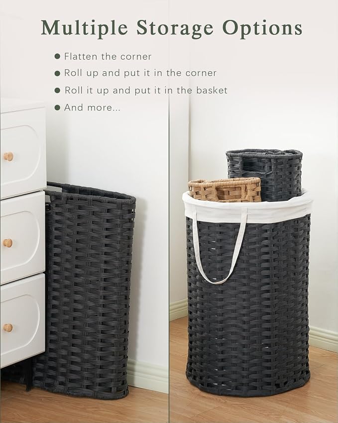 Laundry Hamper with Lid Wicker Laundry Hamper Round 26.5 Gal Laundry Basket - Image 5