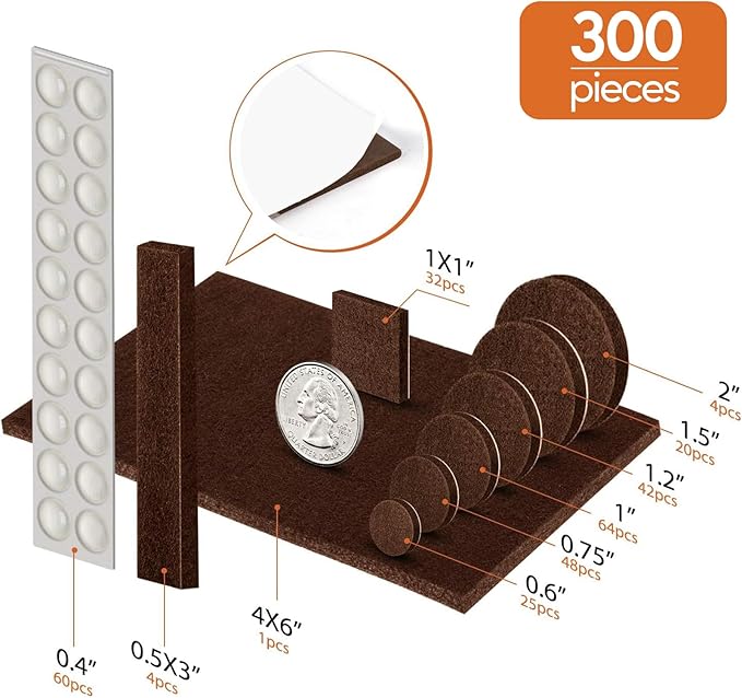 Furniture Pads Felt Pads 300 Pieces Huge Pack Furniture Felt Pads, Self - Image 4