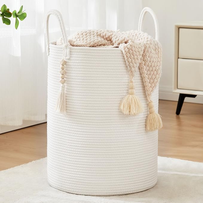 Fiona's magic Woven Rope Laundry Hamper, Tall Laundry Basket by Fionasmagic