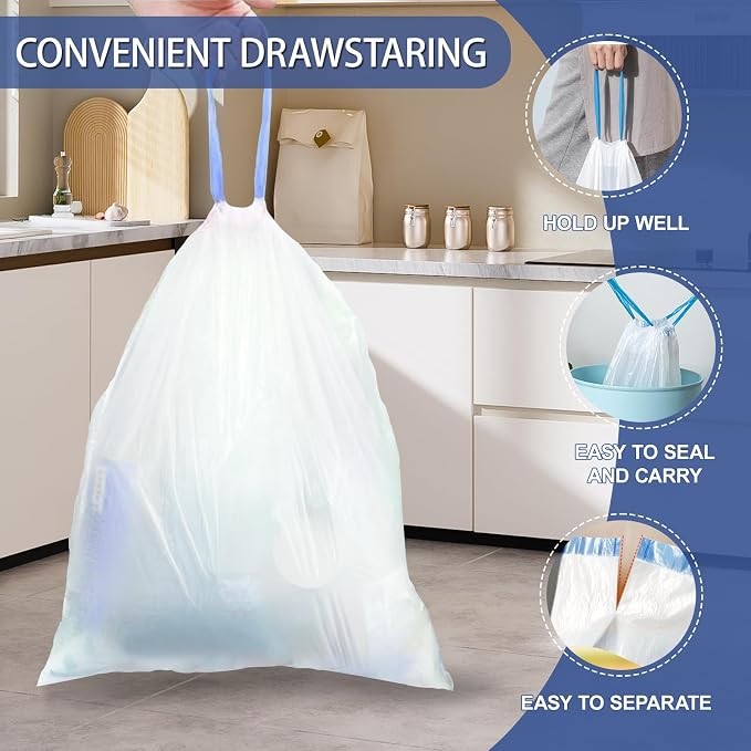 240 Count 5 Gallon Trash Bags Drawstring 1.1 Mil - Image 4