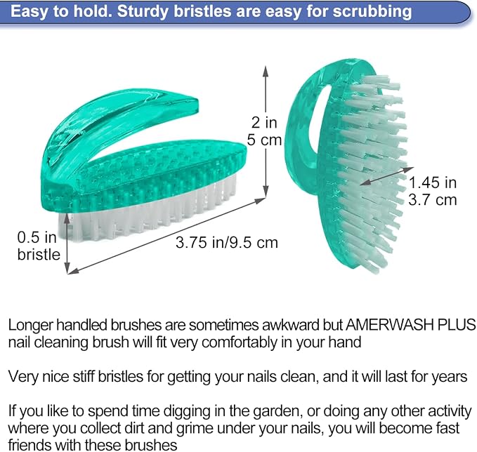 Handle Grip Nail Brush for Cleaning Fingernails Hands & Under Nails, Stiff - Image 2