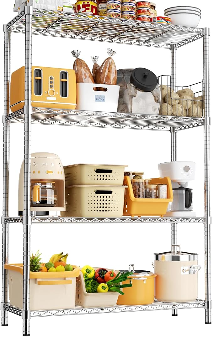 Storage Shelves, 4-Tier Adjustable Metal Industrial Utility Shelf Rack by Unknown