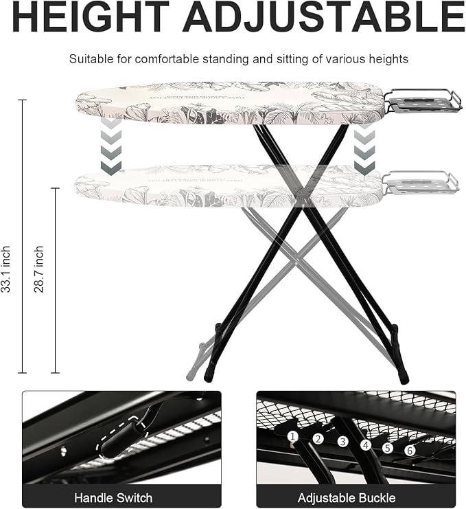 Ironing Board, Foldable Ironing Board Adjustable Height Compact Iron Board - Image 4