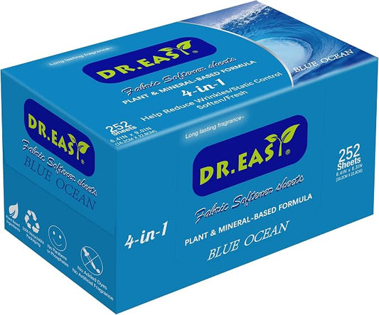 DR.EASY Dryer Sheets Plant Based Formula 252 Ct BLUE OCEAN, Softener sheets by DREASY