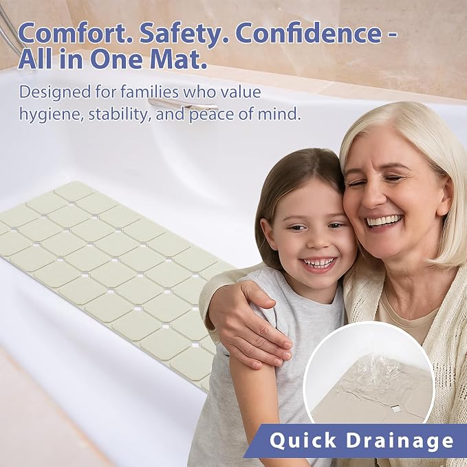 Bathtub Mat Non Slip Silicone Foldable Extra Long Tub Mat Strong Suction Cups & - Image 7