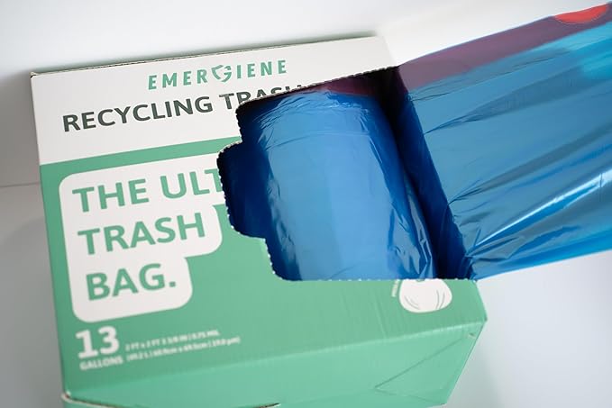 13 Gallon Recycling Trash Bags, Pre-Separated, Ultra Strong, Translucent Blue - Image 4