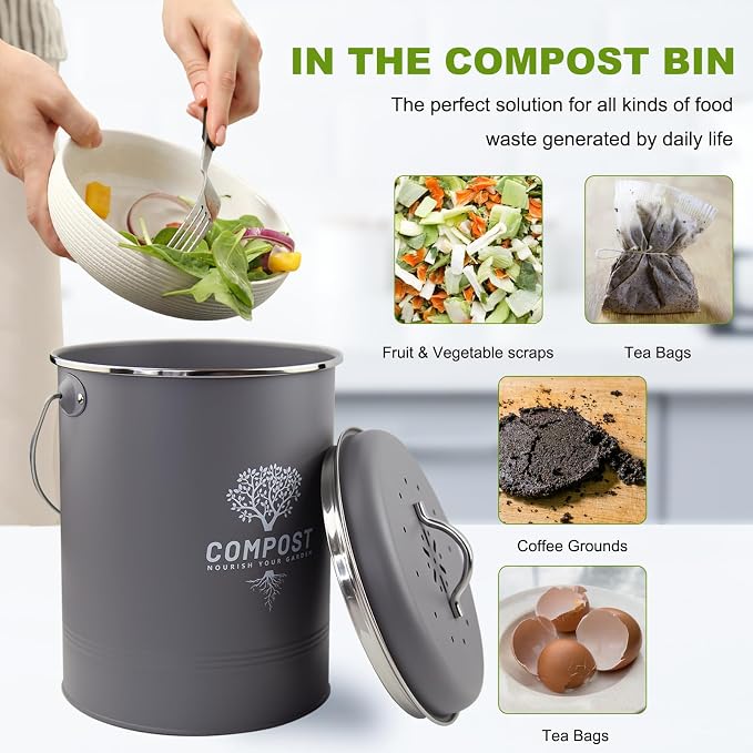 Kitchen Countertop Compost Bin, Odor Resistant Indoor Compost Bin - Image 5