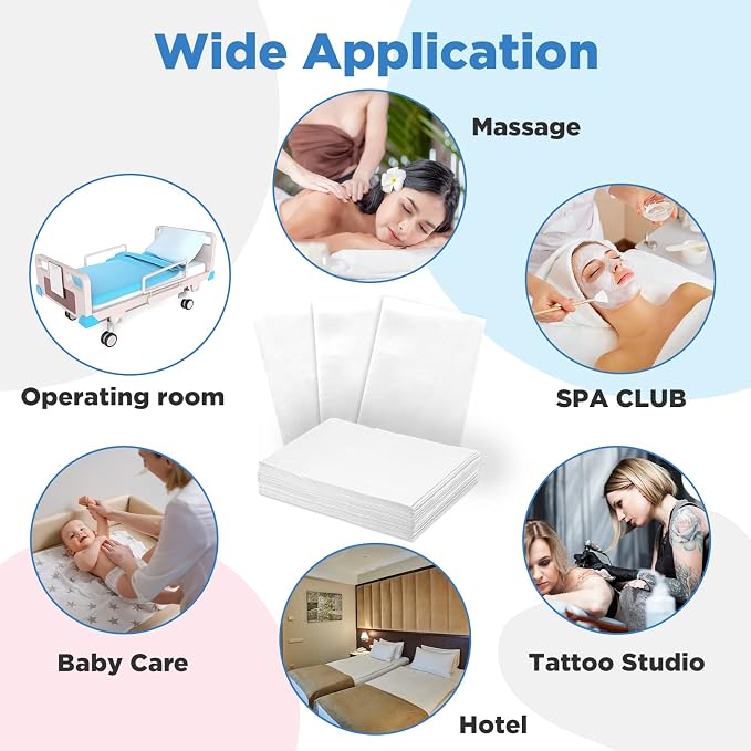Tegeme 150 Pieces Disposable Massage Table Sheets 31" x 70" Waterproof Bed - Image 5