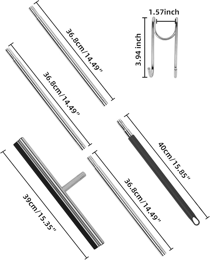 Floor Squeegee Scrubber 59inch Long Stainless Steel Handle - Image 3