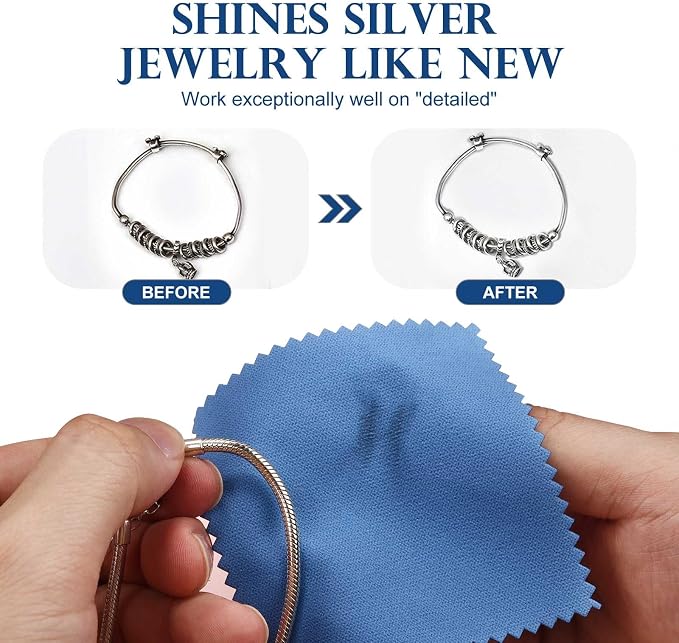 SEVENWELL 50pcs Jewelry Cleaning Cloth Dark Blue Polishing Cloth - Image 3