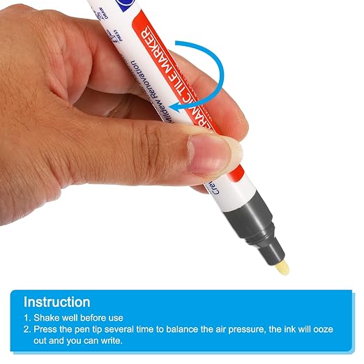 PATIKIL Grout Pen, 4 Pack Dark Grey Tile Marker Waterproof Grout Sealer Pen - Image 5
