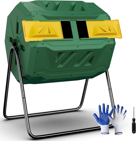 43 Gallon Outdoor Dual Chamber Tumbling Composter by NovaMicrodermabrasion