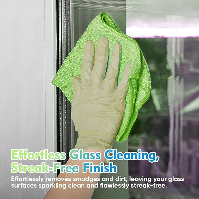 HOMEXCEL Green Microfiber Cleaning Cloth 12 Pack, 12.5 x 12.5 inch Microfiber - Image 3