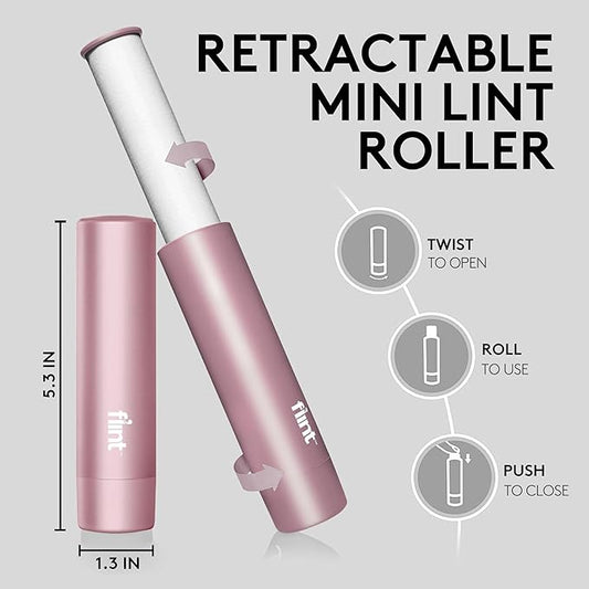 Flint Rose Gold Retractable Mini Lint Roller - Image 2