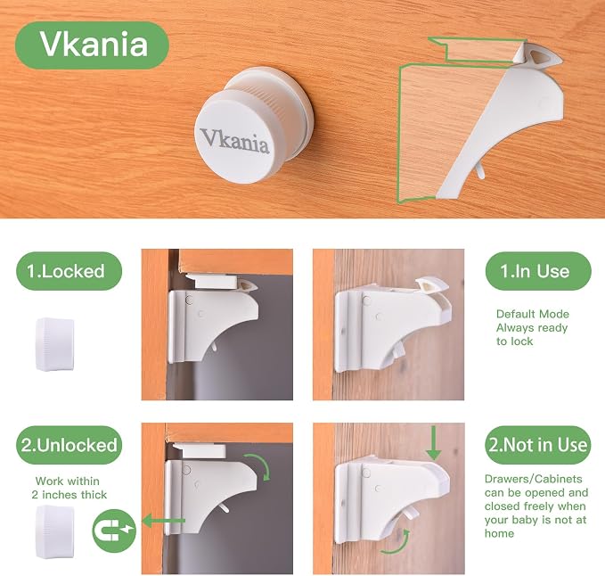 32 Pack Vkania Magnetic Cabinet Locks Baby Proofing - Image 3