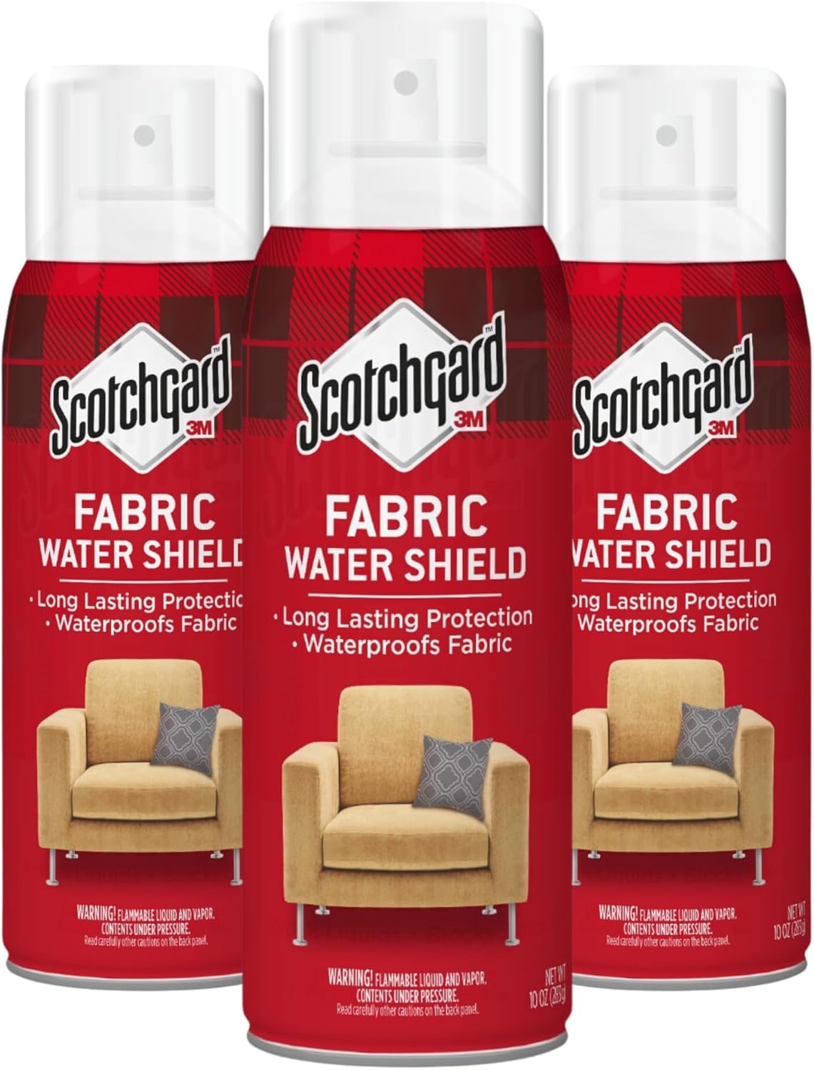 Scotchgard Fabric & Upholstery Protector, 3-Pack (10 oz Cans) – Repels Liquids & Blocks Stains – Long-Lasting Fabric Shield for Furniture, Clothing, and More – Easy Spray, Dries Clear