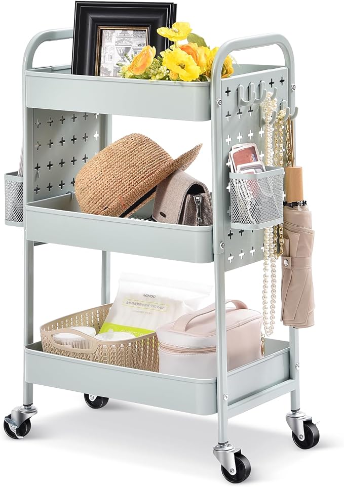 TOOLF 3-Tier Rolling Cart, Metal Utility Storage Cart by TOOLF