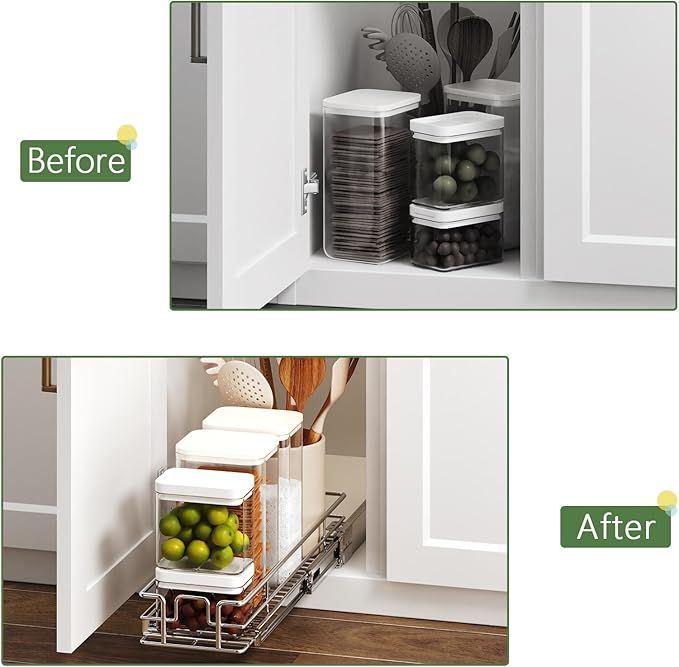 Pull Out Cabinet Organizer 5½" W x 21½" D, Heavy Duty Cabinet Pull Out Shelves - Image 7