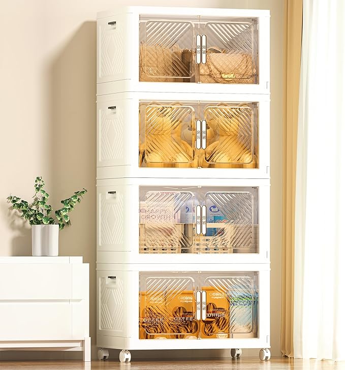 Storage Bins with Lid 76QT, Stackable Storage Containers with Wheels and by FOCUSONLIFEBECONVENIENCE