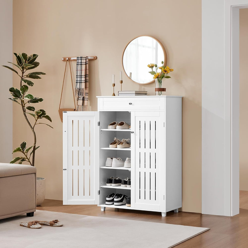 Yaheetech 5-Tier Shoe Storage Cabinet with Doors for Entryway, White