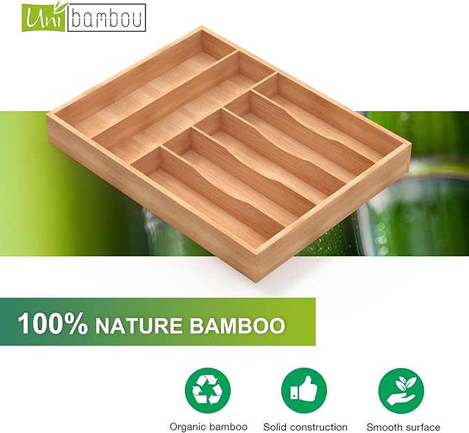 Bamboo Utensil Drawer Organizer, Kitchen Drawer Organizer - Image 6