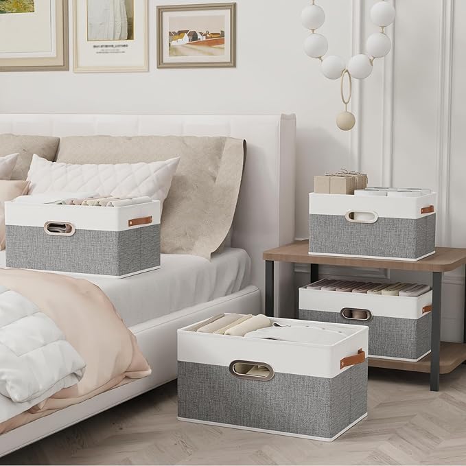 Yawinhe Fabric Storage Baskets, Foldable Closet Organizer - Image 2