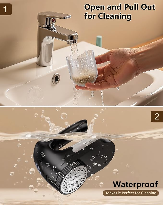 IPX6 Waterproof Washable Electric Fabric Shaver and Lint Remover, Rechargeable - Image 7