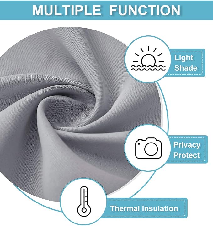 RYB HOME Blackout Curtains Grey - Image 7