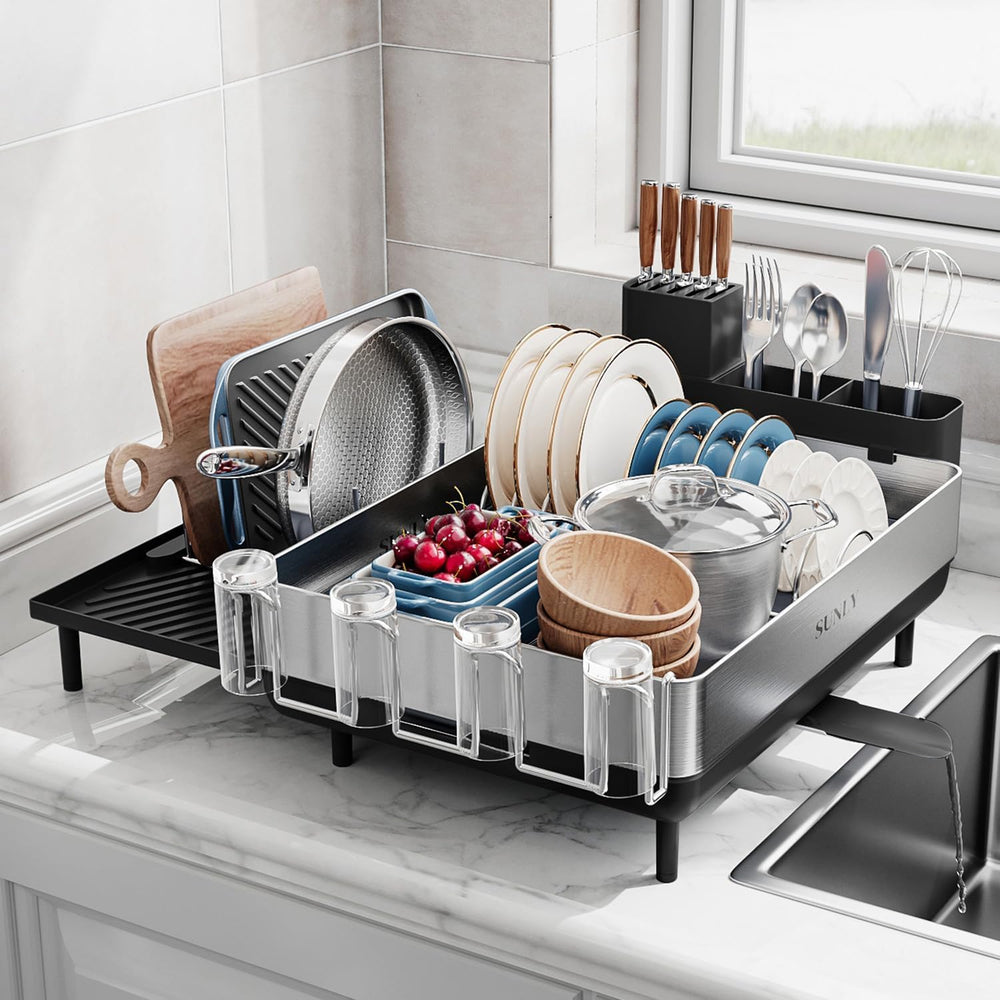 SUNLY Large Dish Drying Rack, Expandable Dish Racks