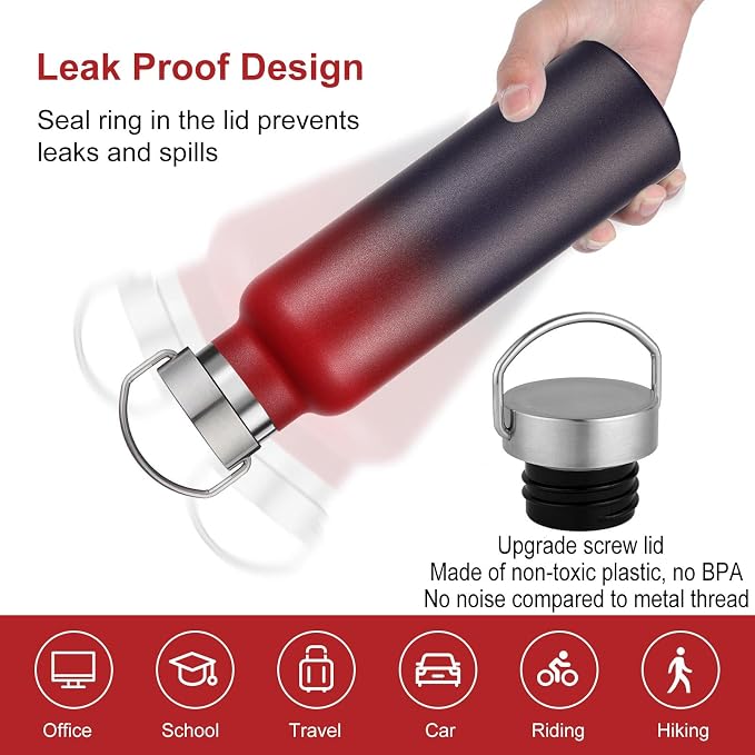 Neihepal 20 oz Insulated Water Bottles Bulk 4 Pack, Stainless Steel Double Wall - Image 4